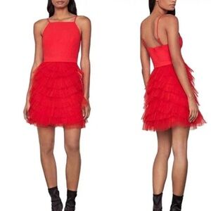 BCBGMaxAzria Cassandra Tulle Mini Red Dress